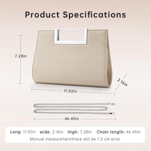 Clutch Purse for Women PU Leather/Straw Evening Party Metal Grip Cut it out Hand - Picture 6 of 7